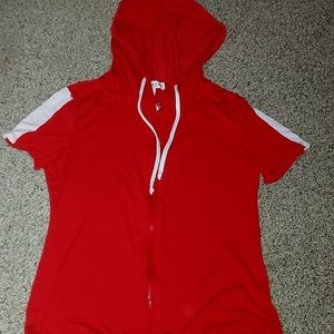 Hooded t-shirt, size large, color Red